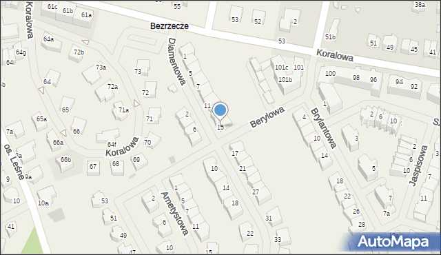 Bezrzecze, Diamentowa, 15, mapa Bezrzecze