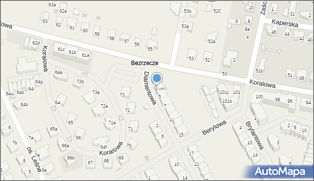 Bezrzecze, Diamentowa, 3, mapa Bezrzecze