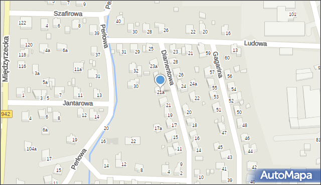 Bielsko-Biała, Diamentowa, 21a, mapa Bielsko-Białej