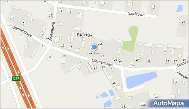 Kamień, Diamentowa, 21, mapa Kamień