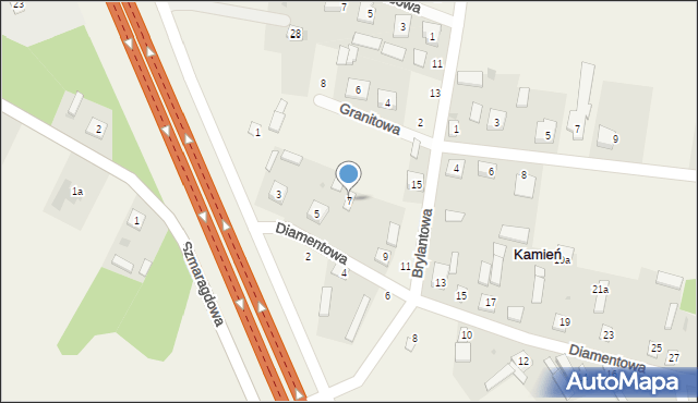 Kamień, Diamentowa, 7, mapa Kamień