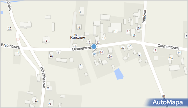 Korczew, Diamentowa, 10, mapa Korczew