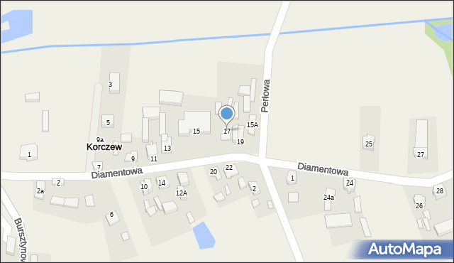 Korczew, Diamentowa, 17, mapa Korczew