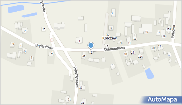 Korczew, Diamentowa, 2, mapa Korczew