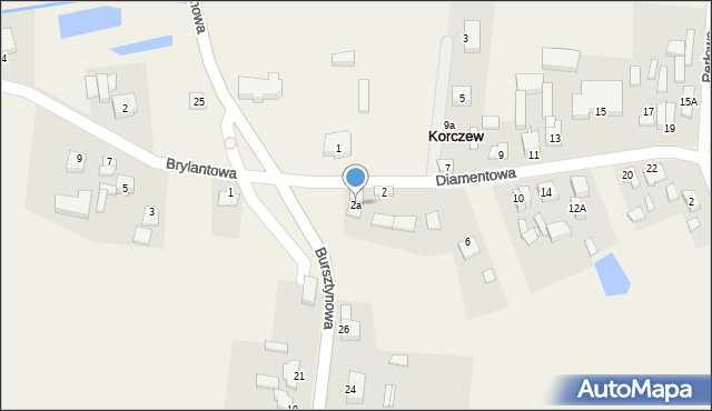 Korczew, Diamentowa, 2a, mapa Korczew