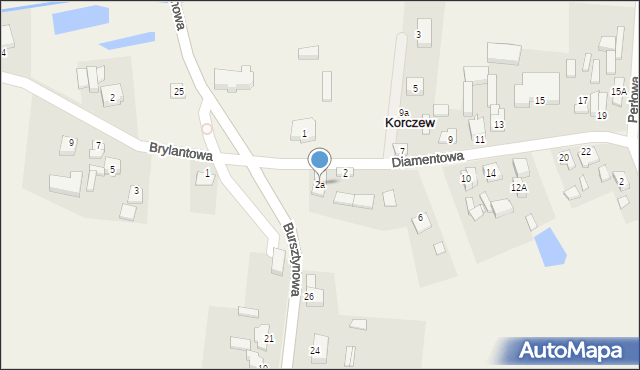 Korczew, Diamentowa, 2a, mapa Korczew