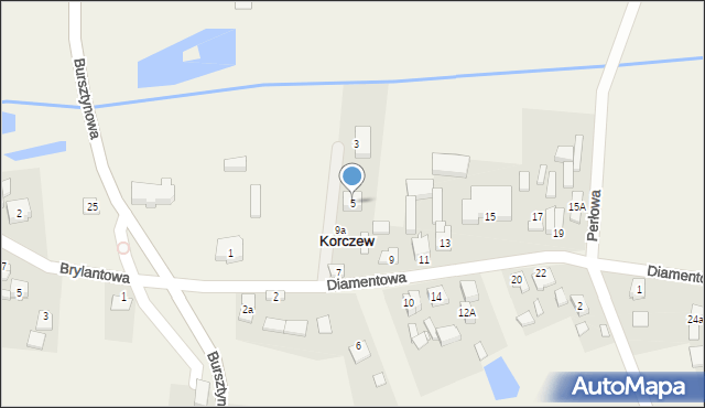 Korczew, Diamentowa, 5, mapa Korczew