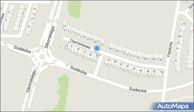 Legnica, Diamentowa, 22, mapa Legnicy