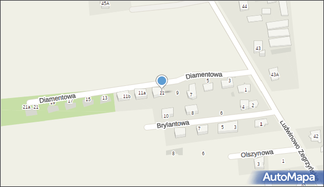Ludwinowo Zegrzyńskie, Diamentowa, 11, mapa Ludwinowo Zegrzyńskie