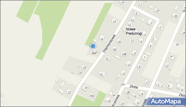 Nowe Pieścirogi, Diamentowa, 16a, mapa Nowe Pieścirogi