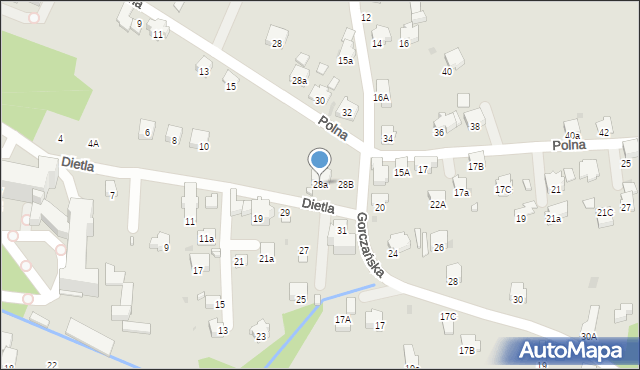 Rabka-Zdrój, Dietla, 28a, mapa Rabka-Zdrój