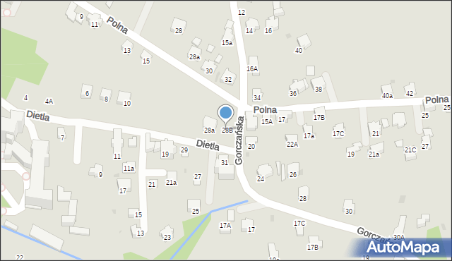 Rabka-Zdrój, Dietla, 28B, mapa Rabka-Zdrój