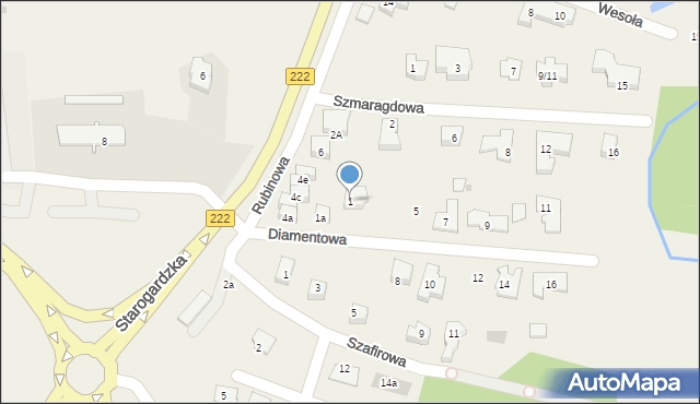 Straszyn, Diamentowa, 1, mapa Straszyn