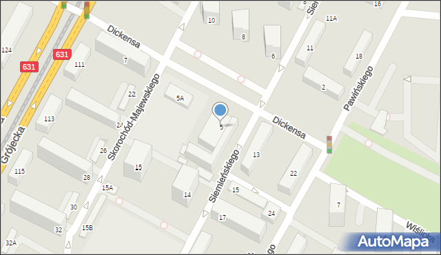 Warszawa, Dickensa Karola, 5, mapa Warszawy