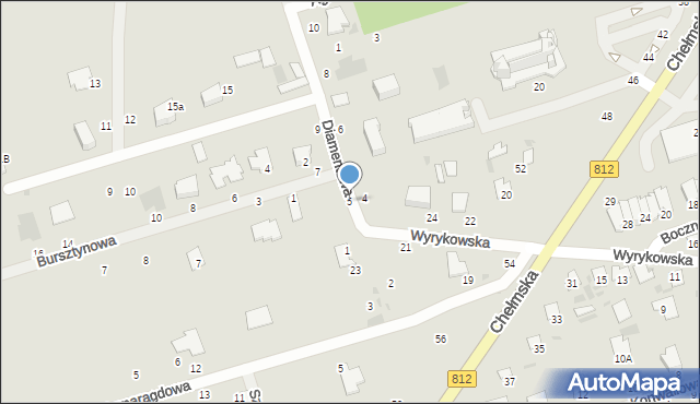 Włodawa, Diamentowa, 5, mapa Włodawa