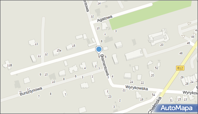 Włodawa, Diamentowa, 9, mapa Włodawa