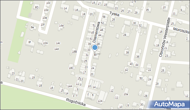 Zabrze, Diamentowa, 30, mapa Zabrza