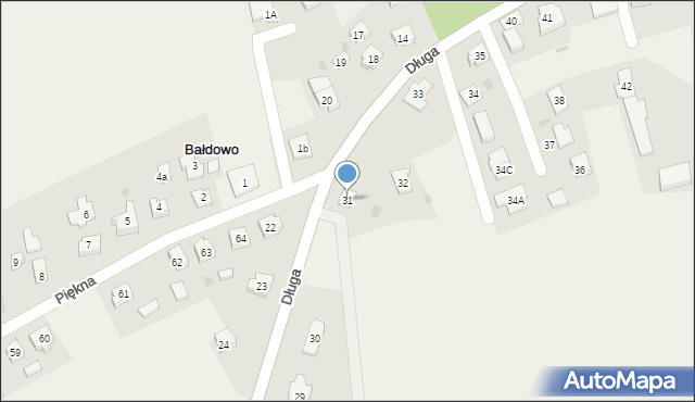 Bałdowo, Długa, 31, mapa Bałdowo