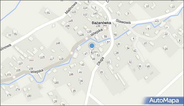 Bażanówka, Długa, 51, mapa Bażanówka