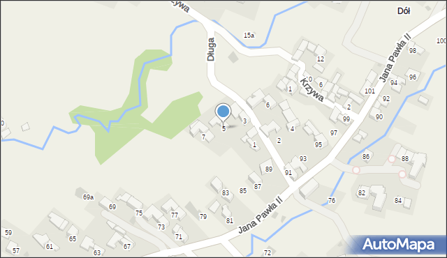 Bór, Długa, 5, mapa Bór