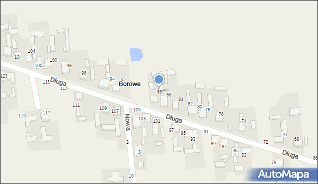 Borowe, Długa, 88, mapa Borowe