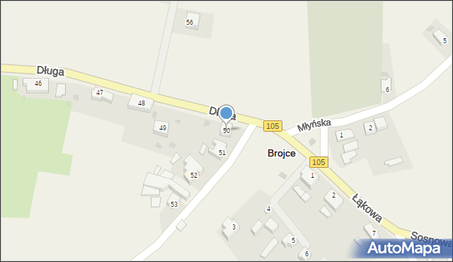 Brojce, Długa, 50, mapa Brojce