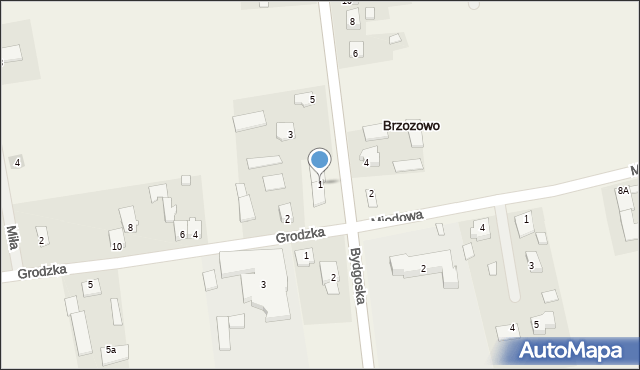 Brzozowo, Długa, 1, mapa Brzozowo