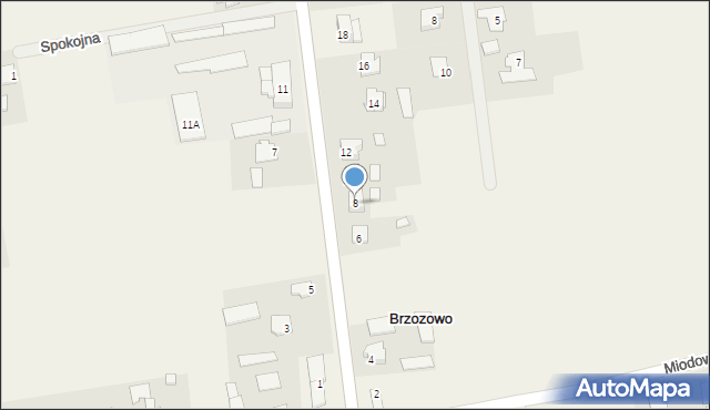 Brzozowo, Długa, 8, mapa Brzozowo