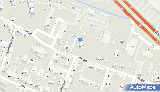 Chorzów, Długa, 53, mapa Chorzów