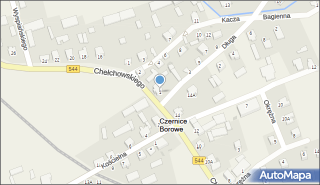 Czernice Borowe, Długa, 1, mapa Czernice Borowe