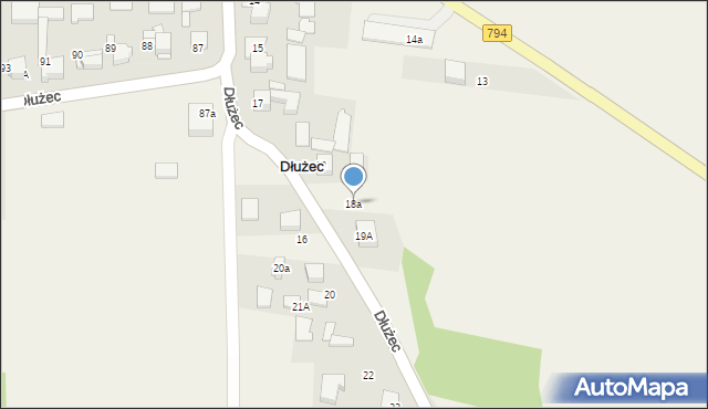 Dłużec, Dłużec, 18a, mapa Dłużec