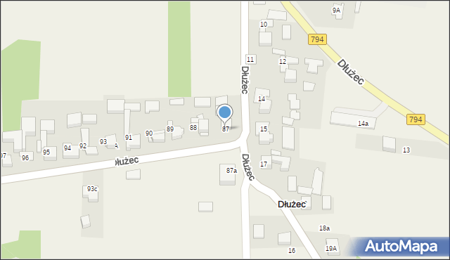 Dłużec, Dłużec, 87, mapa Dłużec