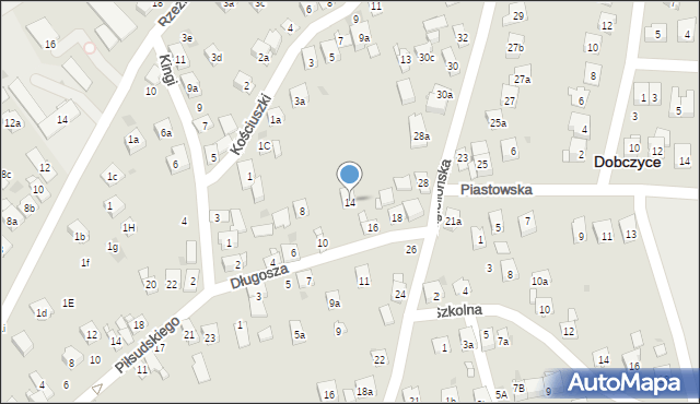Dobczyce, Długosza, 14, mapa Dobczyce