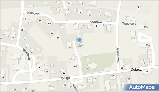 Dobrcz, Długa, 42, mapa Dobrcz