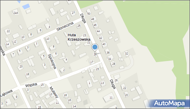 Huta Krzeszowska, Długa, 19, mapa Huta Krzeszowska