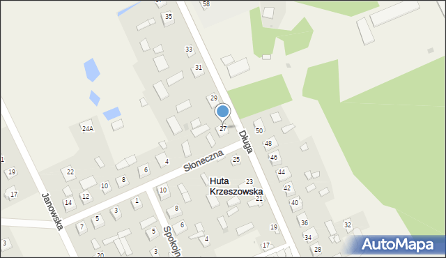 Huta Krzeszowska, Długa, 27, mapa Huta Krzeszowska