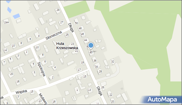 Huta Krzeszowska, Długa, 40, mapa Huta Krzeszowska