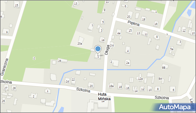 Huta Mińska, Długa, 1, mapa Huta Mińska