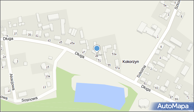 Kokorzyn, Długa, 49, mapa Kokorzyn