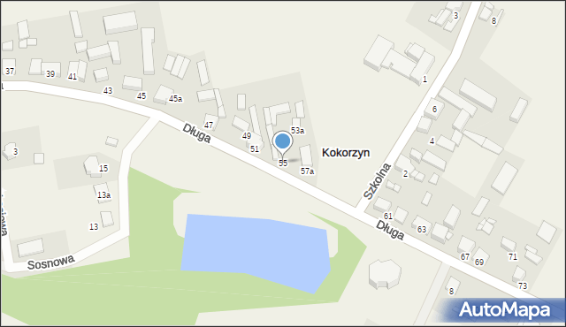 Kokorzyn, Długa, 55, mapa Kokorzyn