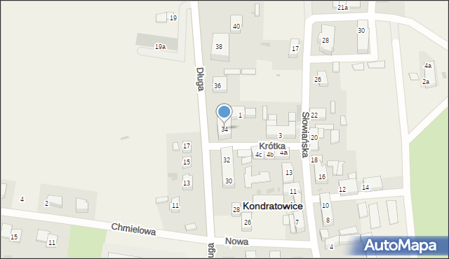 Kondratowice, Długa, 34, mapa Kondratowice