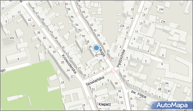 Kraków, Długa, 42, mapa Krakowa