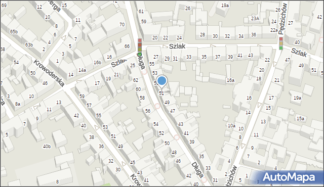 Kraków, Długa, 51, mapa Krakowa