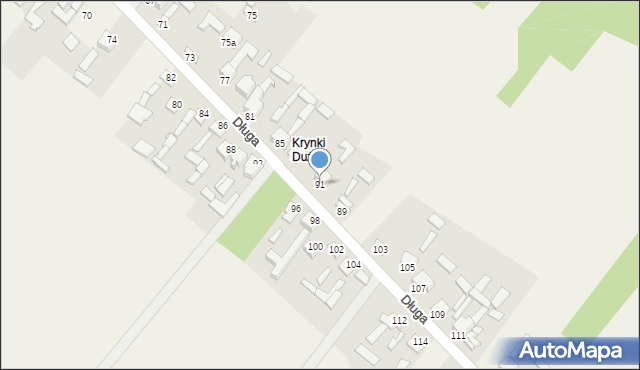 Krynki, Długa, 91, mapa Krynki