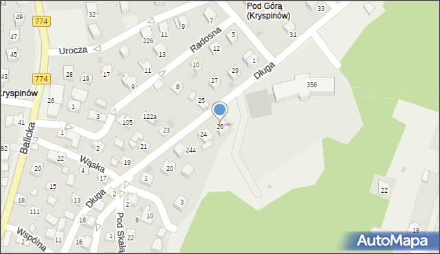 Kryspinów, Długa, 26, mapa Kryspinów