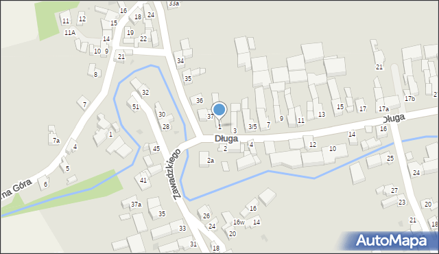 Krzanowice, Długa, 1, mapa Krzanowice