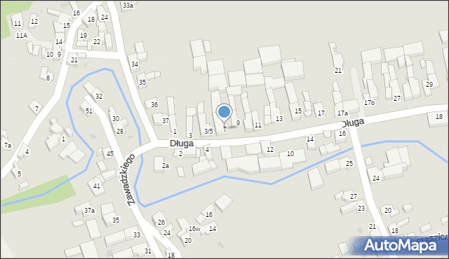 Krzanowice, Długa, 7, mapa Krzanowice