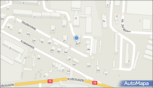 Krzeszowice, Długa, 18, mapa Krzeszowice