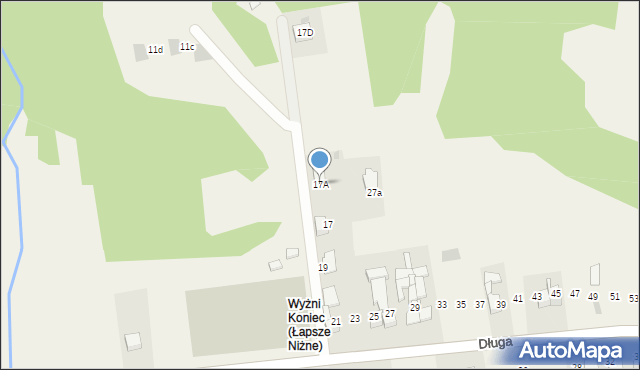 Łapsze Niżne, Długa, 17A, mapa Łapsze Niżne