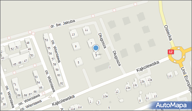 Leszno, Długosza Jana, 3, mapa Leszno